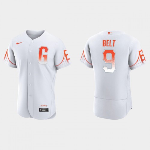 San Francisco San Francisco Giants #9 Brandon Belt Men’s 2021 City Connect Authentic White Jersey Men’s->san francisco giants->MLB Jersey