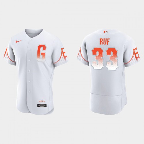 San Francisco San Francisco Giants #33 Darin Ruf Men’s 2021 City Connect Authentic White Jersey Men’s->san francisco giants->MLB Jersey