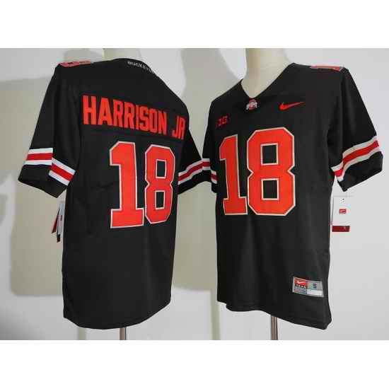 Men Ohio State Buckeyes #18 Marvin Harrison Jr. Black College Football Jersey