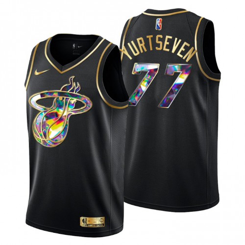 Miami Miami Heat #77 Omer Yurtseven Men’s Golden Edition Diamond Logo 2021/22 Swingman Jersey – Black Men’s