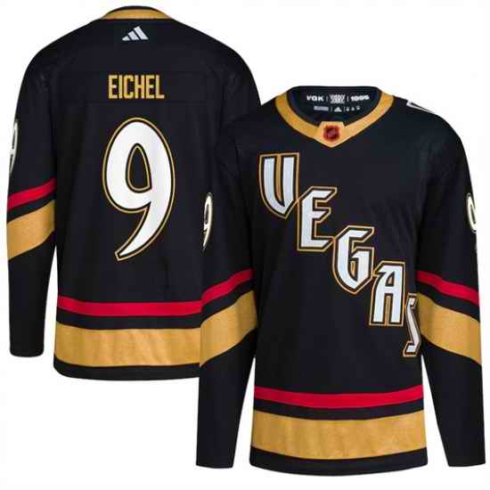 Men Vegas Golden Knights #9  Jack Eichel Black 2022 23 Reverse Retro Stitched Jersey