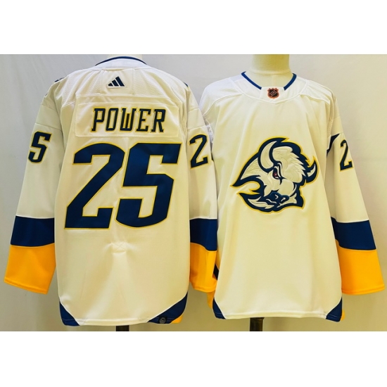 Men Buffalo Sabres 25 Owen Power White 2022 #23 Reverse Retro Stitched Jersey->buffalo sabres->NHL Jersey