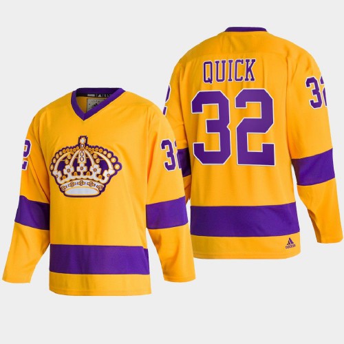 Adidas Los Angeles Kings #32 Jonathan Quick Team Classics Gold Men’s NHL 2022 Throwback Jersey Men’s
