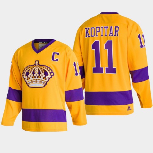 Adidas Los Angeles Kings #11 Anze Kopitar Team Classics Gold Men’s NHL 2022 Throwback Jersey Men’s->los angeles kings->NHL Jersey