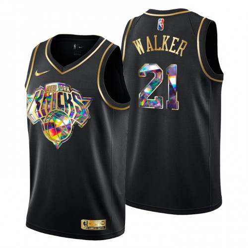 New York New York Knicks #21 M.J. Walker Men’s Golden Edition Diamond Logo 2021/22 Swingman Jersey – Black Men’s