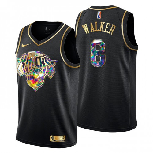 New York New York Knicks #8 Kemba Walker Men’s Golden Edition Diamond Logo 2021/22 Swingman Jersey – Black Men’s