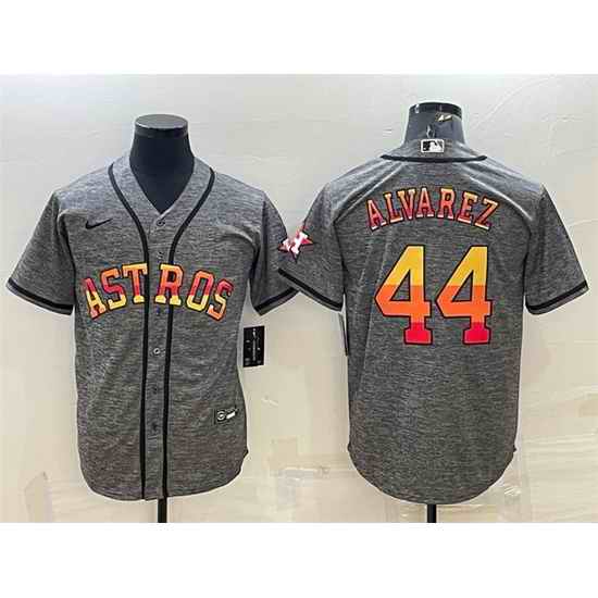 Men Houston Astros #44 Yordan Alvarez Grey Cool Base Stitched Baseball Jersey