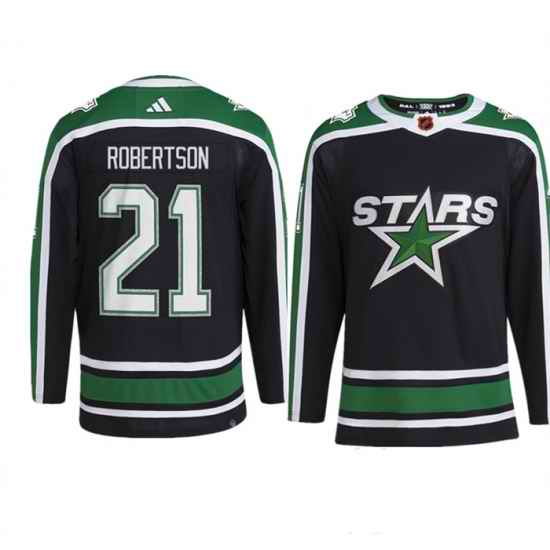 Men Dallas Stars #21 Jason Robertson Black 2022 23 Reverse Retro Stitched Jersey->anaheim ducks->NHL Jersey