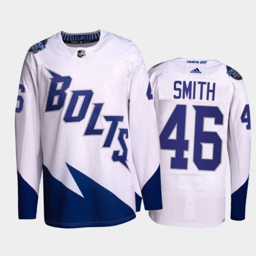 Adidas Tampa Bay Lightning #46 Gemel Smith Men’s 2022 Stadium Series Authentic NHL Jersey – White Men’s