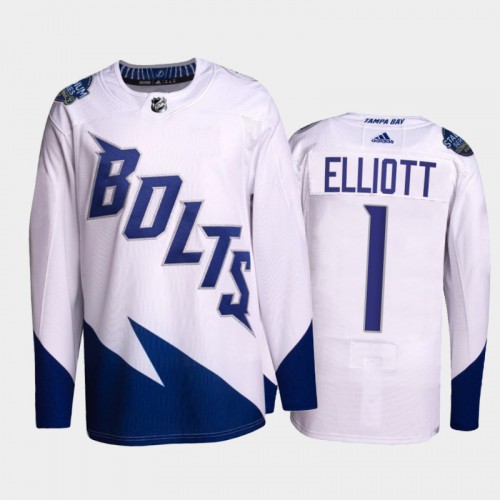 Adidas Tampa Bay Lightning #1 Brian Elliott Men’s 2022 Stadium Series Authentic NHL Jersey – White Men’s