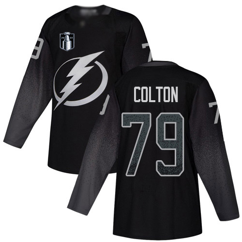 Adidas Tampa Bay Lightning #79 Ross Colton Black 2022 Stanley Cup Final Patch Alternate Authentic Stitched NHL Jersey Men’s