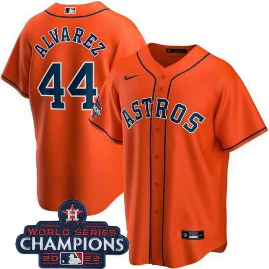 Men Houston Astros #44 Yordan Alvarez Orange 2022 World Series Champions Stitched Baseball Jersey