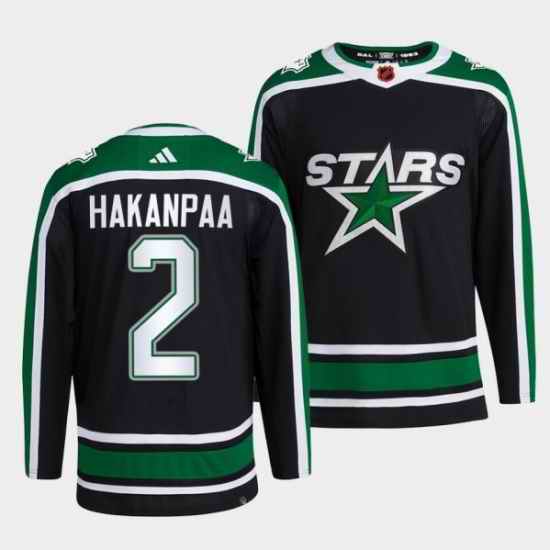 Men Dallas Stars #2 Jani Hakanpaa Black 2022 23 Reverse Retro Stitched Jersey
