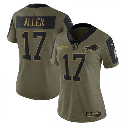Buffalo Buffalo Bills #17 Josh Allen Olive Nike Women’s 2021 Salute To Service Limited Player Jersey Womens