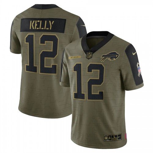 Buffalo Buffalo Bills #12 Jim Kelly Olive Nike 2021 Salute To Service Limited Player Jersey Men’s->buffalo bills->NFL Jersey