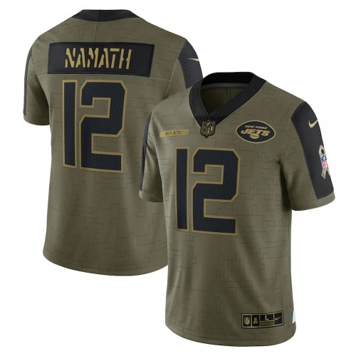 New York New York Jets #12 Joe Namath Olive Nike 2021 Salute To Service Limited Player Jersey Men’s->new york jets->NFL Jersey