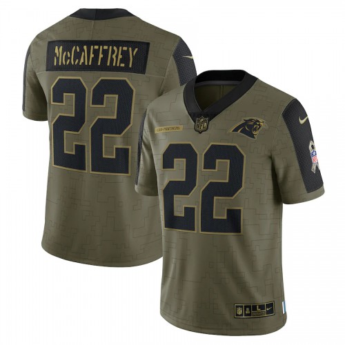 Carolina Carolina Panthers #22 Christian McCaffrey Olive Nike 2021 Salute To Service Limited Player Jersey Men’s