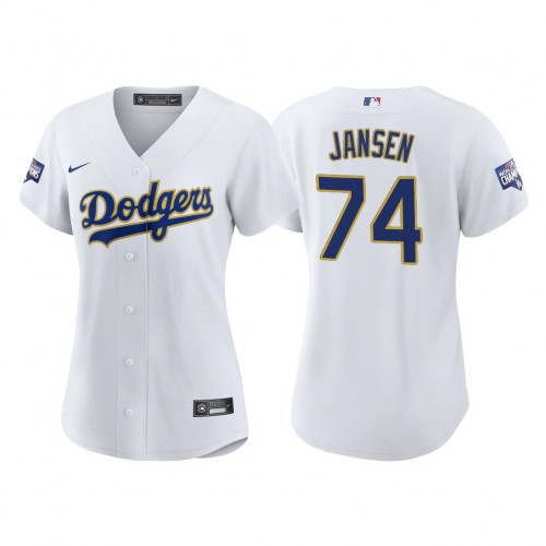 Los Angeles Los Angeles Dodgers #74 Kenley Jansen Women’s Nike 2021 Gold Program World Series Champions MLB Jersey Whtie Womens