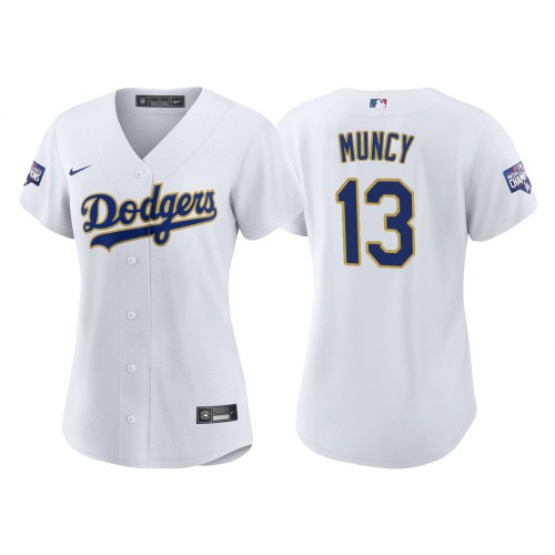 Los Angeles Los Angeles Dodgers #13 Max Muncy Women’s Nike 2021 Gold Program World Series Champions MLB Jersey Whtie Womens