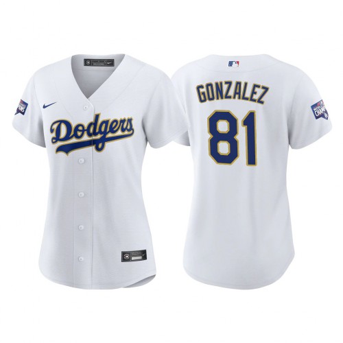 Los Angeles Los Angeles Dodgers #81 Victor Gonzalez Women’s Nike 2021 Gold Program World Series Champions MLB Jersey Whtie Womens->women mlb jersey->Women Jersey