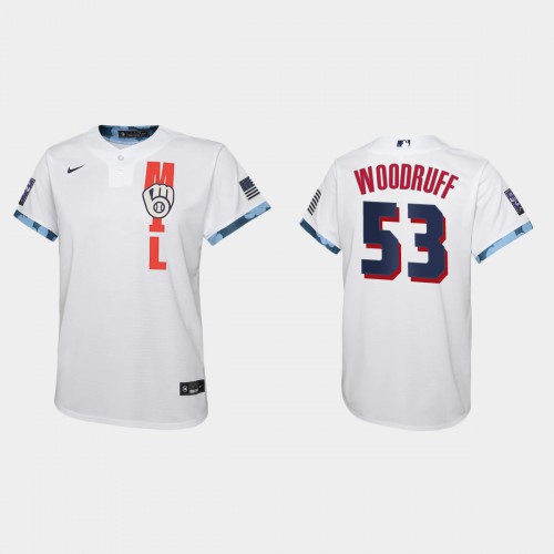 Milwaukee Milwaukee Brewers #53 Brandon Woodruff Youth 2021 Mlb All Star Game White Jersey Youth->youth mlb jersey->Youth Jersey