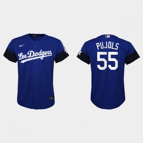 Los Angeles Los Angeles Dodgers #55 Albert Pujols Nike Youth 2021 City Connect MLB Jersey Royal Youth