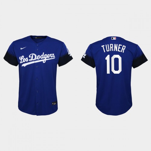 Los Angeles Los Angeles Dodgers #10 Justin Turner Nike Youth 2021 City Connect MLB Jersey Royal Youth