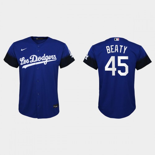 Los Angeles Los Angeles Dodgers #45 Matt Beaty Nike Youth 2021 City Connect MLB Jersey Royal Youth