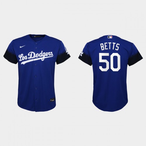 Los Angeles Los Angeles Dodgers #50 Mookie Betts Nike Youth 2021 City Connect MLB Jersey Royal Youth