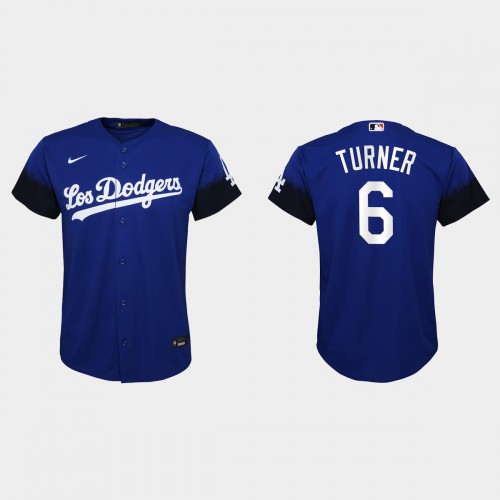 Los Angeles Los Angeles Dodgers #6 Trea Turner Nike Youth 2021 City Connect MLB Jersey Royal Youth