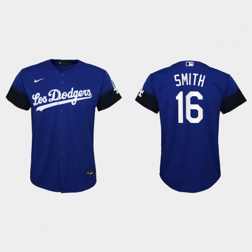 Los Angeles Los Angeles Dodgers #16 Will Smith Nike Youth 2021 City Connect MLB Jersey Royal Youth
