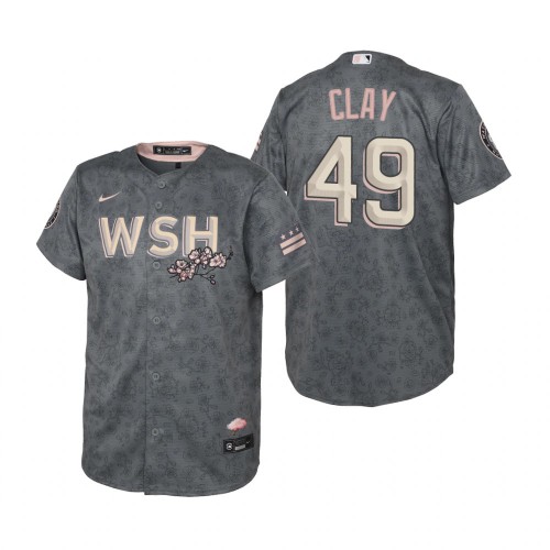 Washington Washington Nationals #49 Sam Clay Youth Nike Gray 2022 City Connect Replica Jersey Youth->youth mlb jersey->Youth Jersey