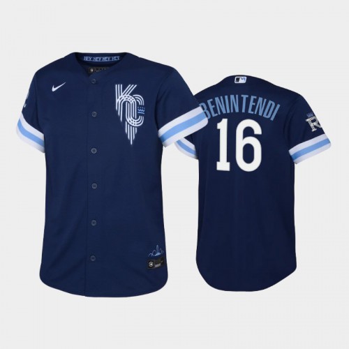 Kansas City Kansas City Royals #16 Andrew Benintendi Youth Replica 2022 City Connect Navy Jersey Youth->youth mlb jersey->Youth Jersey