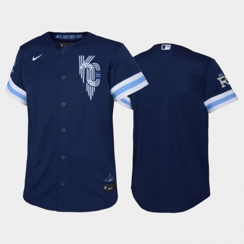 Kansas City Kansas City Royals #23 Zack Greinke Youth Replica 2022 City Connect Navy Jersey Youth->youth mlb jersey->Youth Jersey