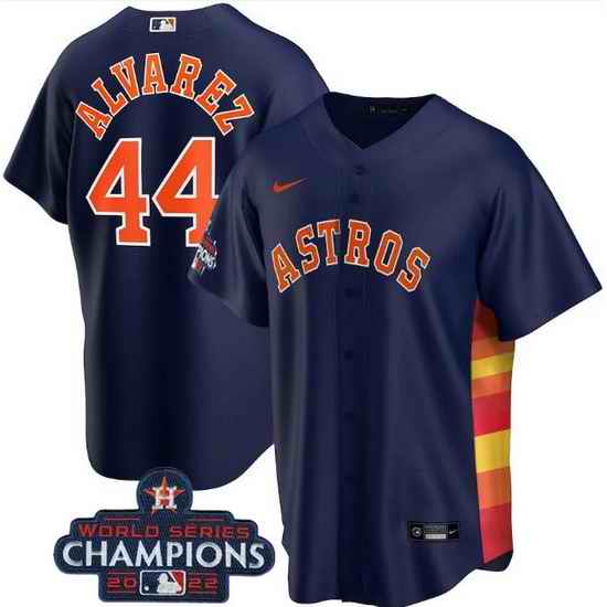 Men Houston Astros #44 Yordan Alvarez Navy 2022 World Series Champions Stitched Baseball Jersey