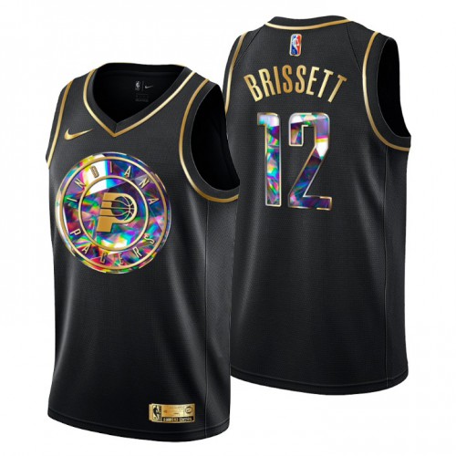 Indiana Indiana Pacers #12 Oshae Brissett Men’s Golden Edition Diamond Logo 2021/22 Swingman Jersey – Black Men’s->indiana pacers->NBA Jersey