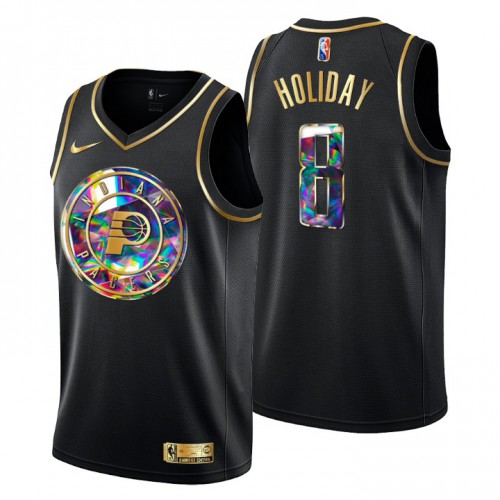 Indiana Indiana Pacers #8 Justin Holiday Men’s Golden Edition Diamond Logo 2021/22 Swingman Jersey – Black Men’s->indiana pacers->NBA Jersey