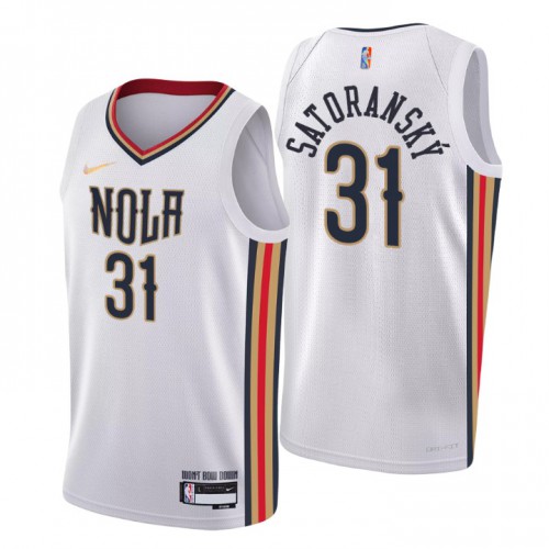 New Orleans New Orleans Pelicans #31 Tomas Satoransky Men’s Nike White 2021/22 Swingman NBA Jersey – City Edition Men’s->new orleans pelicans->NBA Jersey