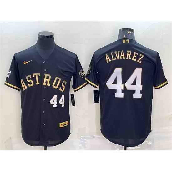 Men Houston Astros #44 Yordan Alvarez Black Gold 2022 World Series Stitched Baseball Jersey