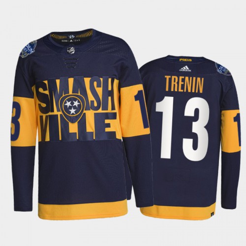 Adidas Nashville Predators #13 Yakov Trenin Men’s 2022 Stadium Series Authentic NHL Jersey – Navy Men’s->nashville predators->NHL Jersey