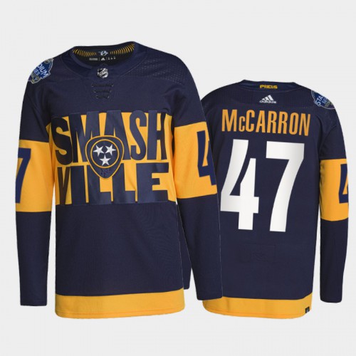 Adidas Nashville Predators #47 Michael McCarron Men’s 2022 Stadium Series Authentic NHL Jersey – Navy Men’s->nashville predators->NHL Jersey