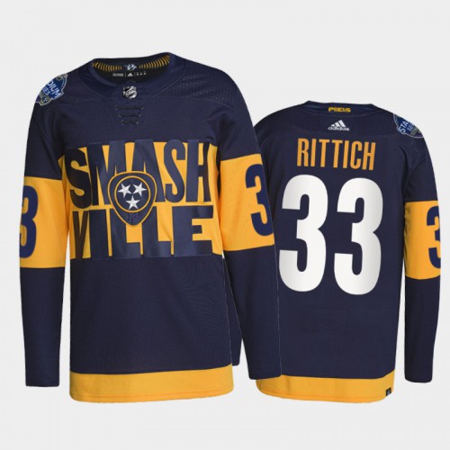 Adidas Nashville Predators #33 David Rittich Men’s 2022 Stadium Series Authentic NHL Jersey – Navy Men’s->nashville predators->NHL Jersey