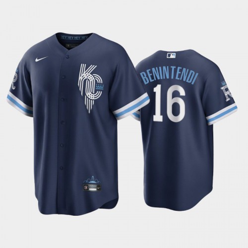 Kansas City Kansas City Royals #16 Andrew Benintendi Men’s Nike Game Replica 2022 City Connect Navy Jersey Men’s->kansas city royals->MLB Jersey