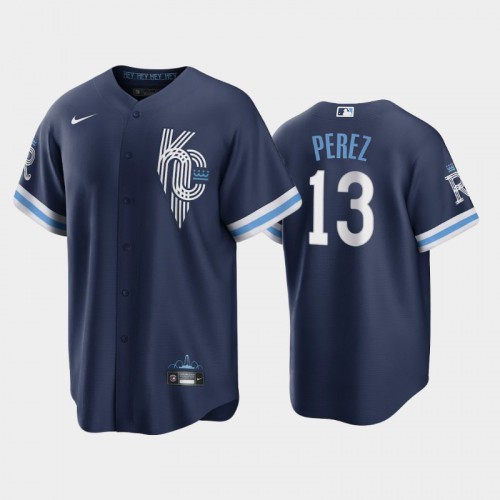 Kansas City Kansas City Royals #13 Salvador Perez Men’s Nike Game Replica 2022 City Connect Navy Jersey Men’s->kansas city royals->MLB Jersey