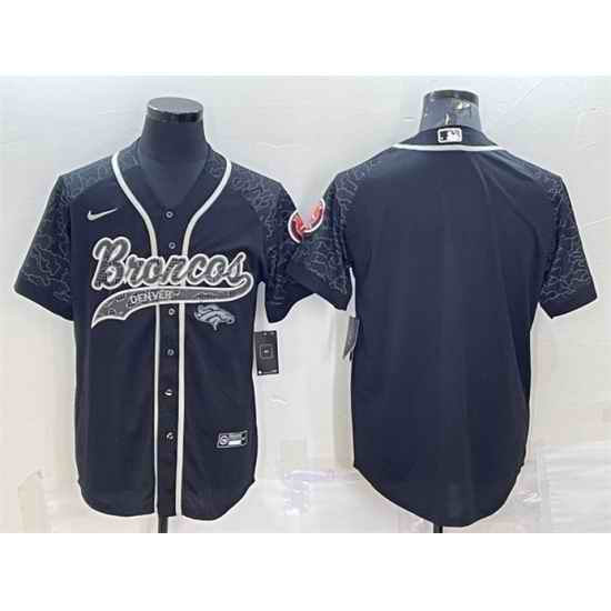 Men Denver Broncos Blank Black Reflective With Patch Cool Base Stitched Baseball Jersey->denver broncos->NFL Jersey