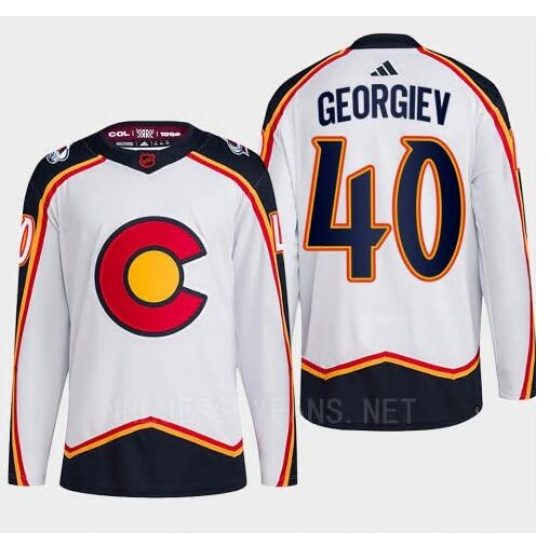Men Colorado Avalanche 40 Alexandar Georgiev White 2022 #23 Reverse Retro Stitched Jersey