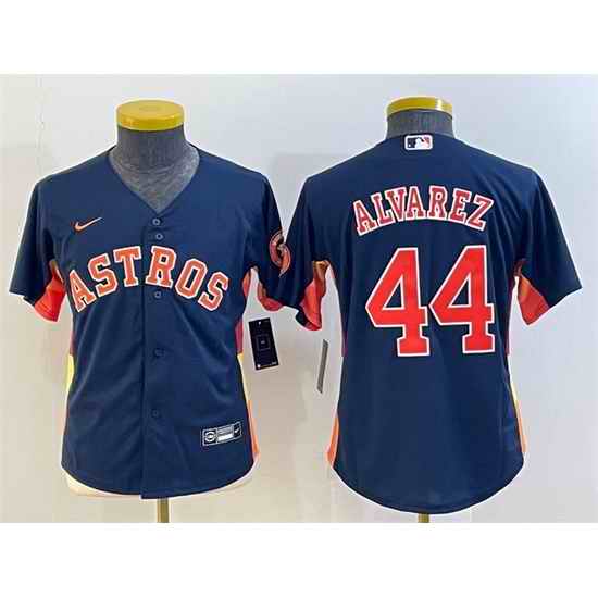Youth Houston Astros #44 Yordan Alvarez Navy With Patch Cool Base Stitched Jerseys