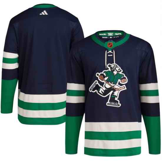 Men Vancouver Canucks Blank Navy 2022 Reverse Retro Stitched Jersey