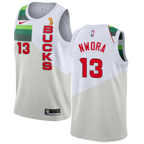 Nike Milwaukee Bucks #13 Jordan Nwora Women’s 2021 NBA Finals Champions Swingman Earned Edition Jersey White Womens->women nba jersey->Women Jersey