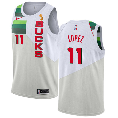 Nike Milwaukee Bucks #11 Brook Lopez Women’s 2021 NBA Finals Champions Swingman Earned Edition Jersey White Womens->women nba jersey->Women Jersey